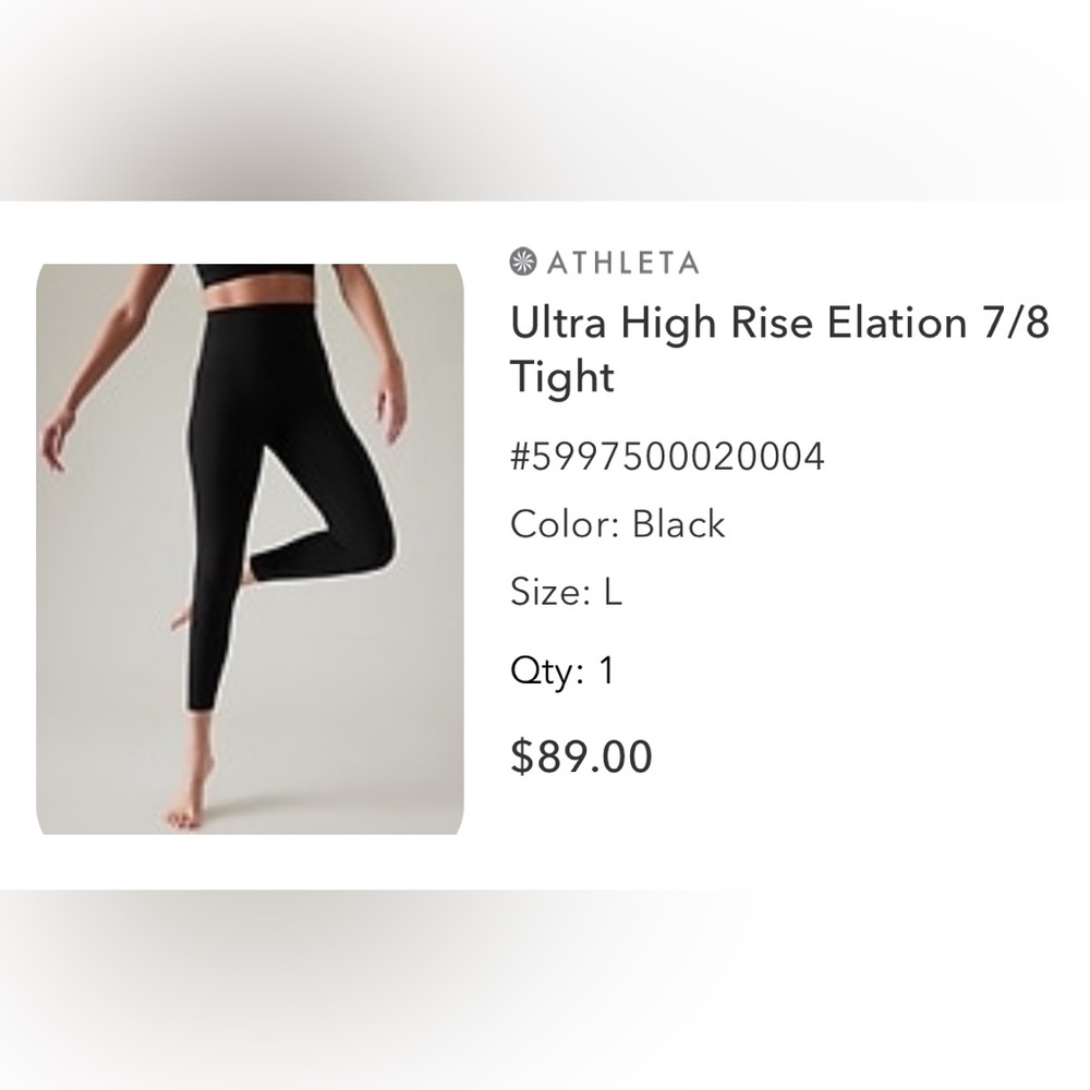 Athleta Ultra High Rise Leggings — Black — Large